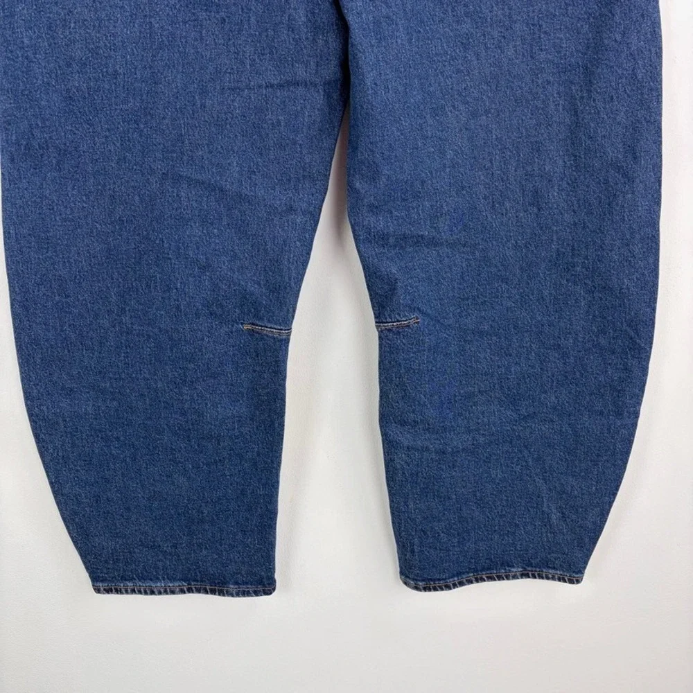 Gap Denim High Rise Studded Barrel Jeans Dark Wash Low Stretch Denim 10 Short - Picture 9 of 11